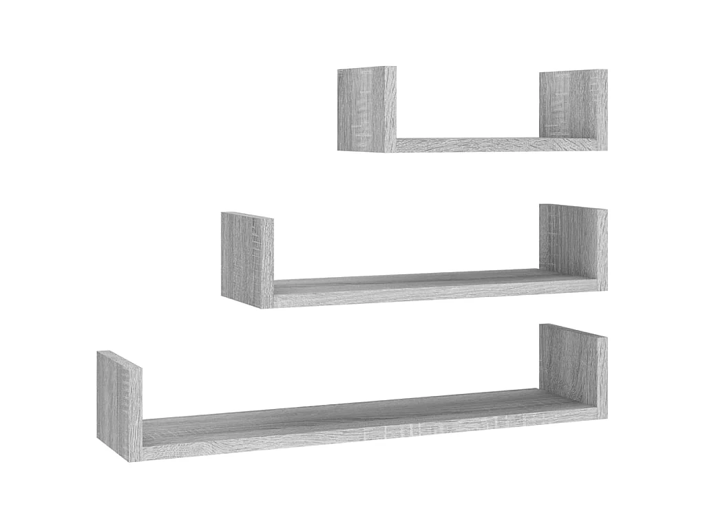 Étagères murales d'affichage 3pcs Sonoma gris Bois d'ingénierie