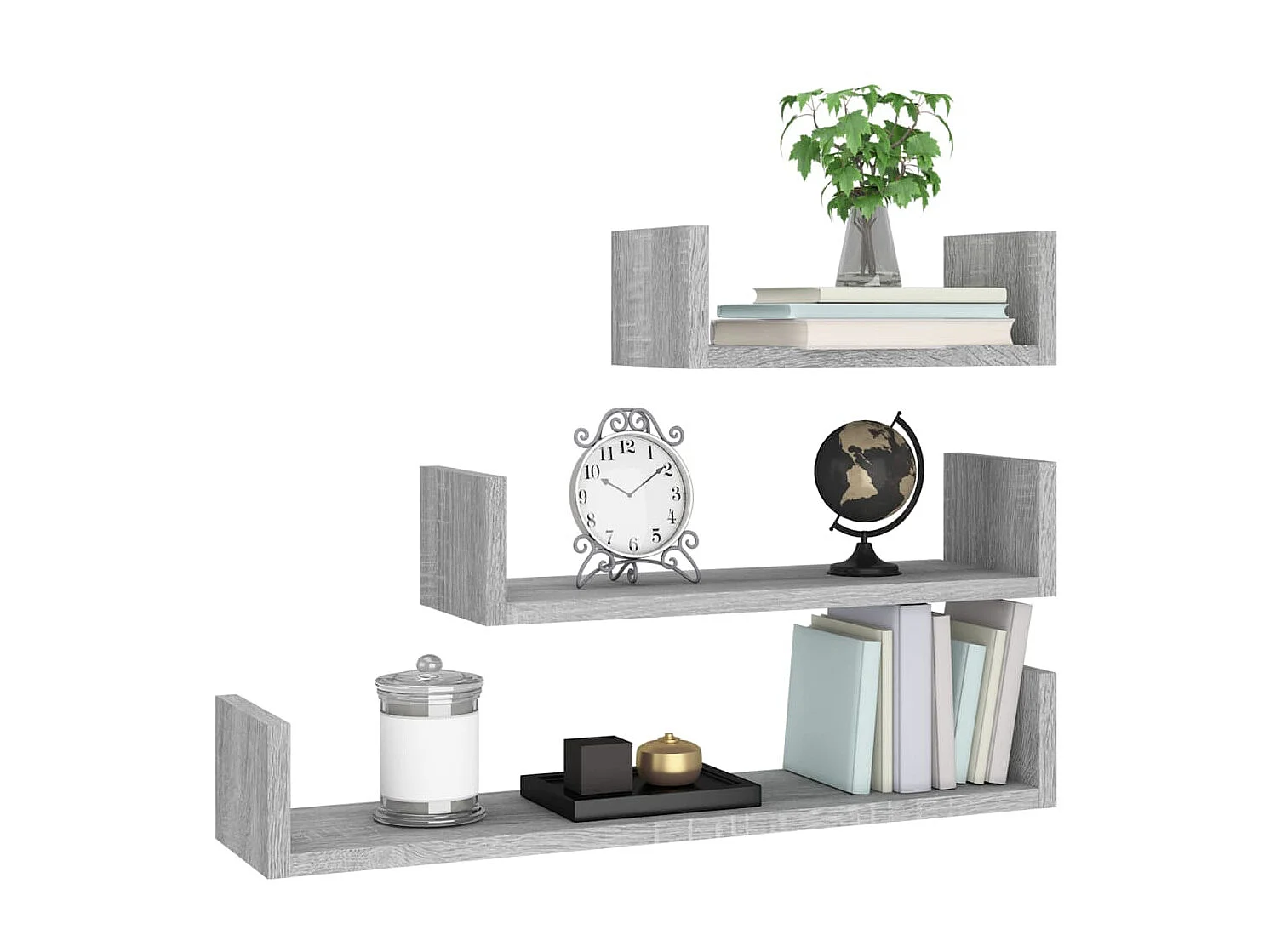 Étagères murales d'affichage 3pcs Sonoma gris Bois d'ingénierie