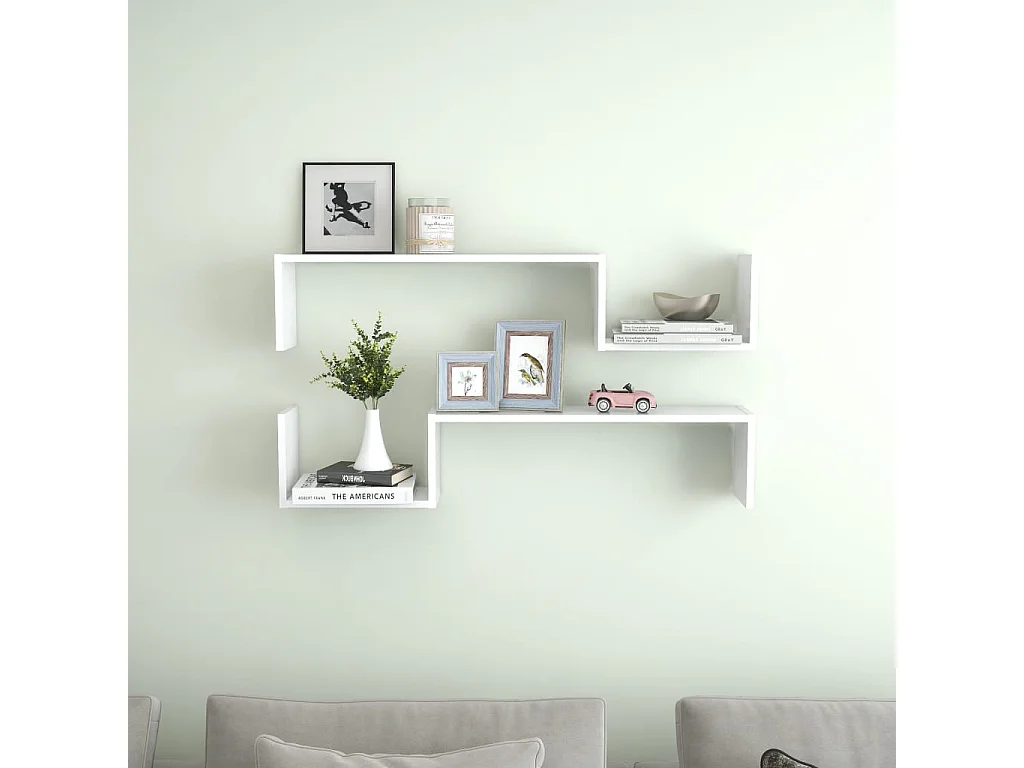 Étagères murales 2 pcs Blanc 100x15x20
