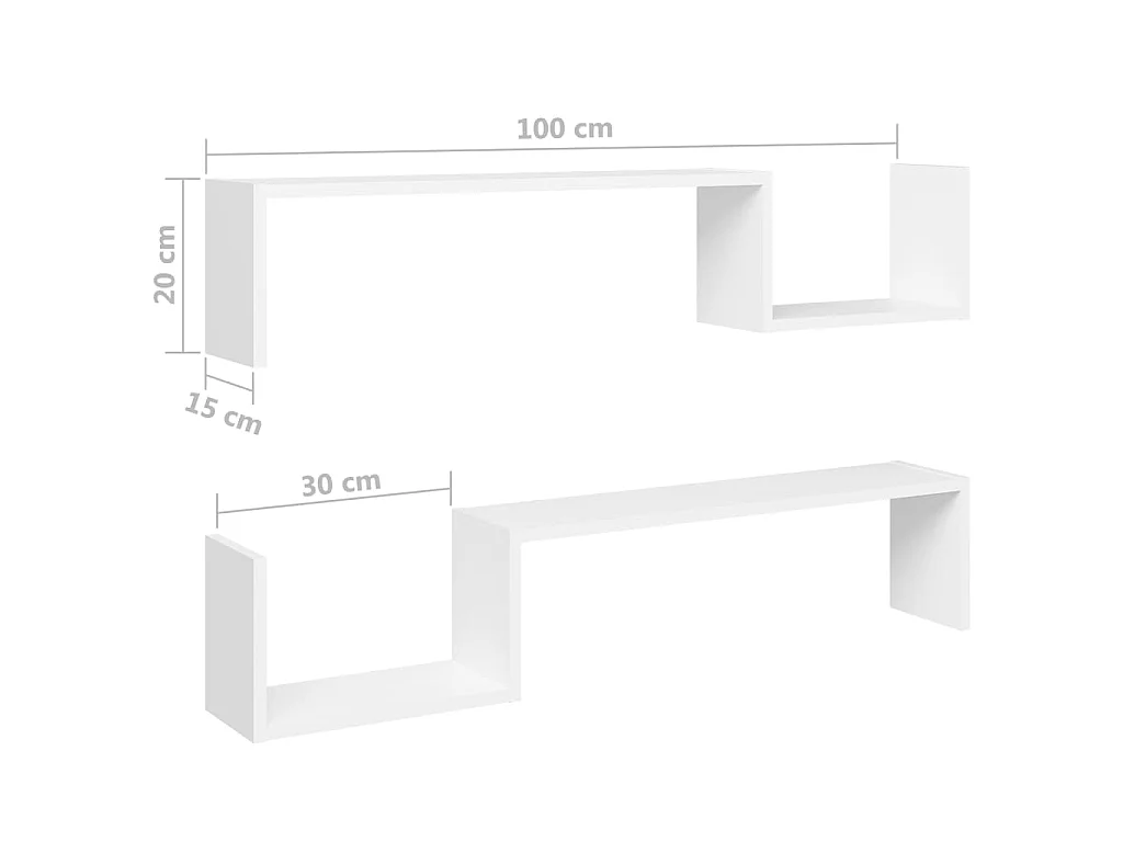 Étagères murales 2 pcs Blanc 100x15x20