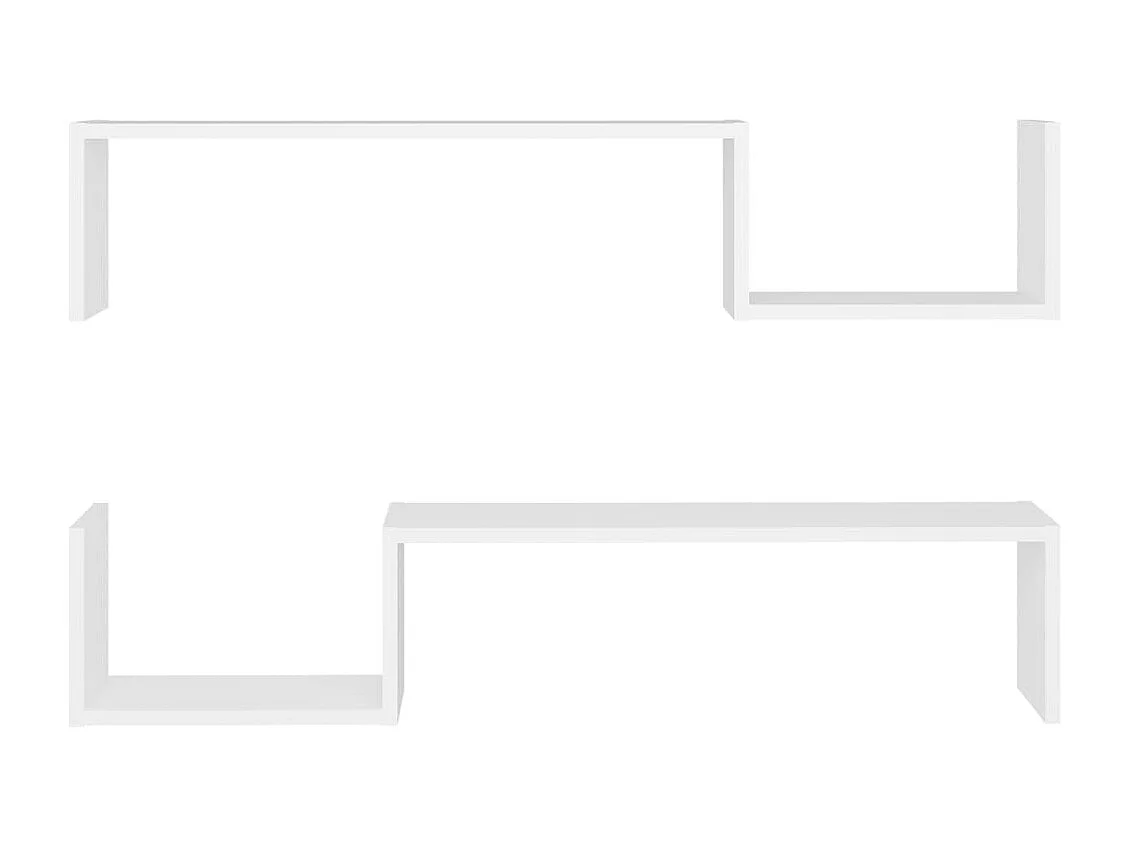 Lot de 2 étagères murales en bois Kolika L100xH20xP15 – Collection originale-Blanc