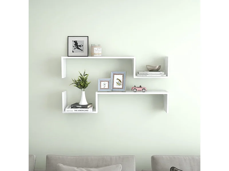 Étagères murales 2 pcs Blanc 100x15x20