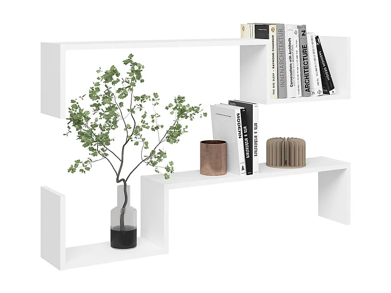 Lot de 2 étagères murales en bois Kolika L100xH20xP15 – Collection originale-Blanc