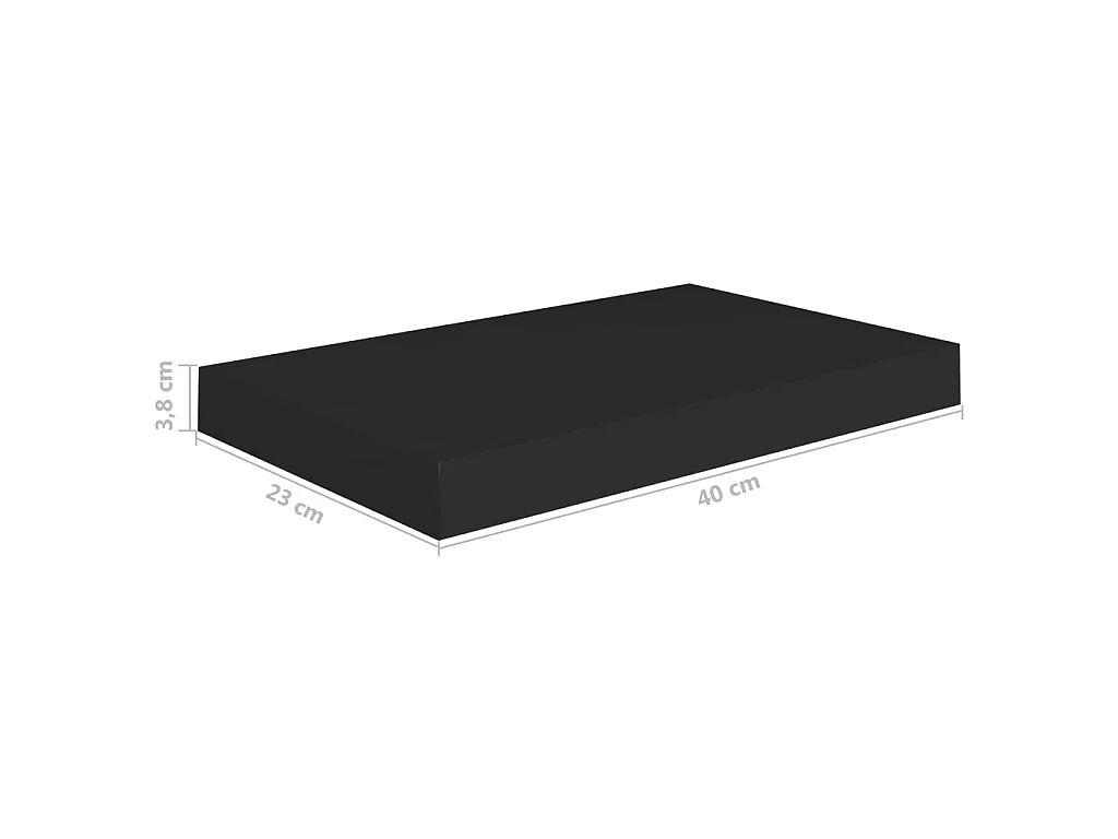 Étagère murale flottante Noir 40x23x3,8 MDF