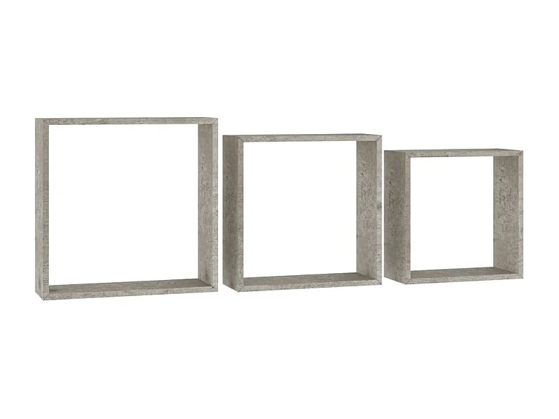 Étagères murales sous forme de cube 3 pcs Gris béton