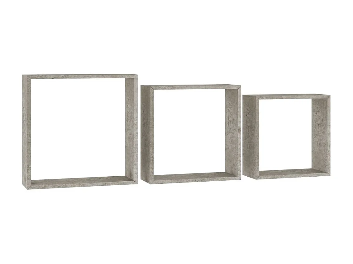 Étagères murales sous forme de cube 3 pcs Gris béton