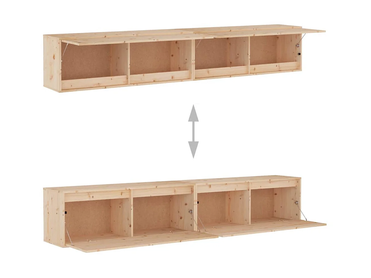 Armoires murales 2 pcs 100x30x35 Bois de pin massif