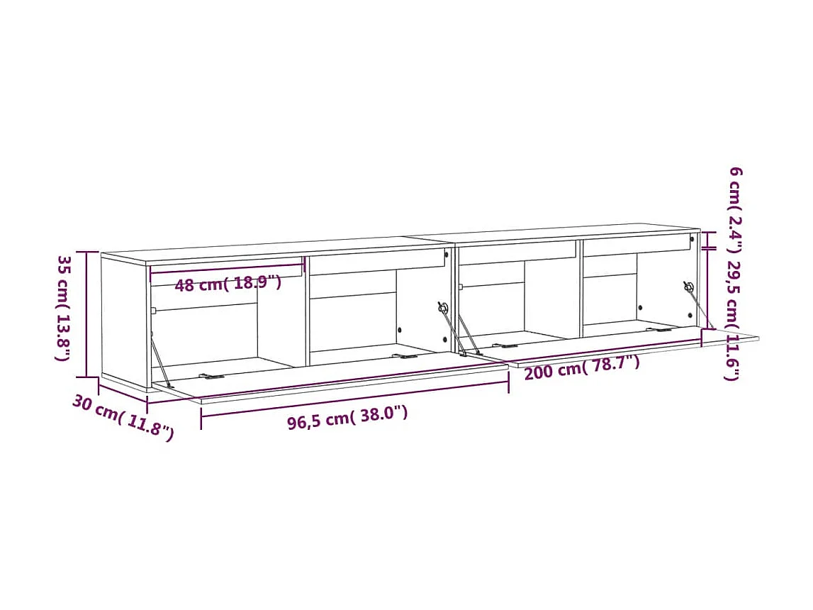 Armoires murales 2 pcs 100x30x35 Bois de pin massif