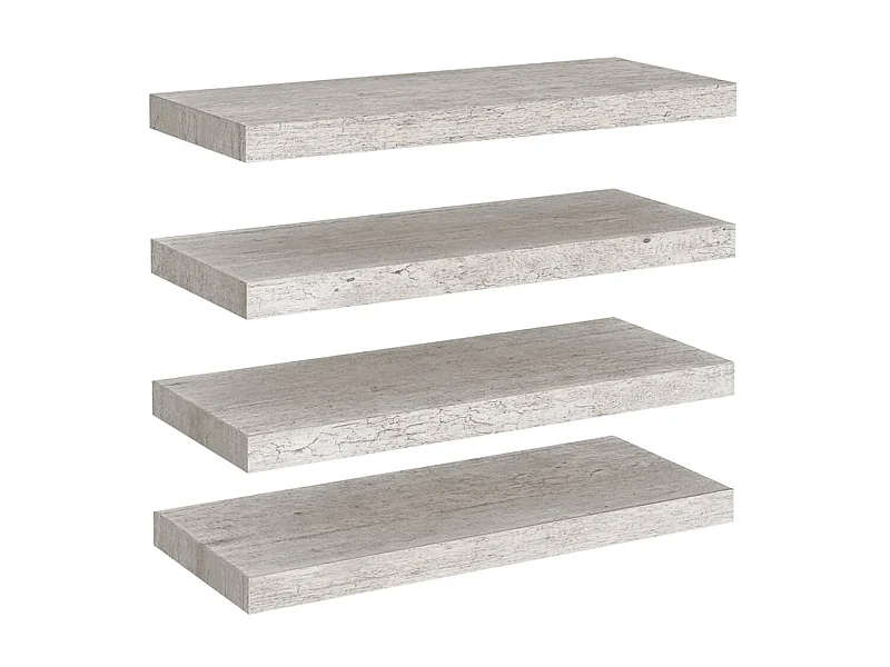 Étagères murales flottantes 4 pcs Gris béton 60x23,5x3,8 MDF
