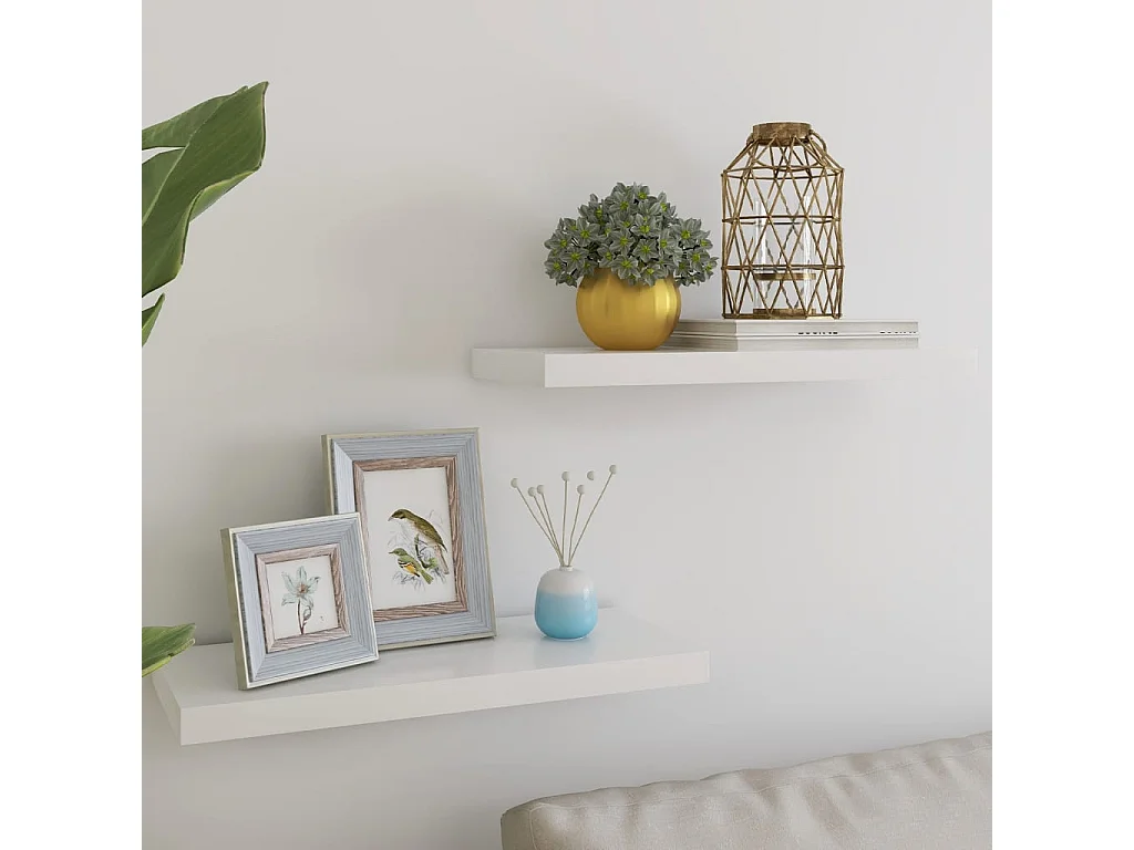 Étagères flottantes 2 pcs Chêne et blanc 60x23,5x3,8 MDF