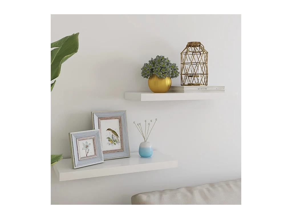 Étagères flottantes 2 pcs Chêne et blanc 60x23,5x3,8 MDF