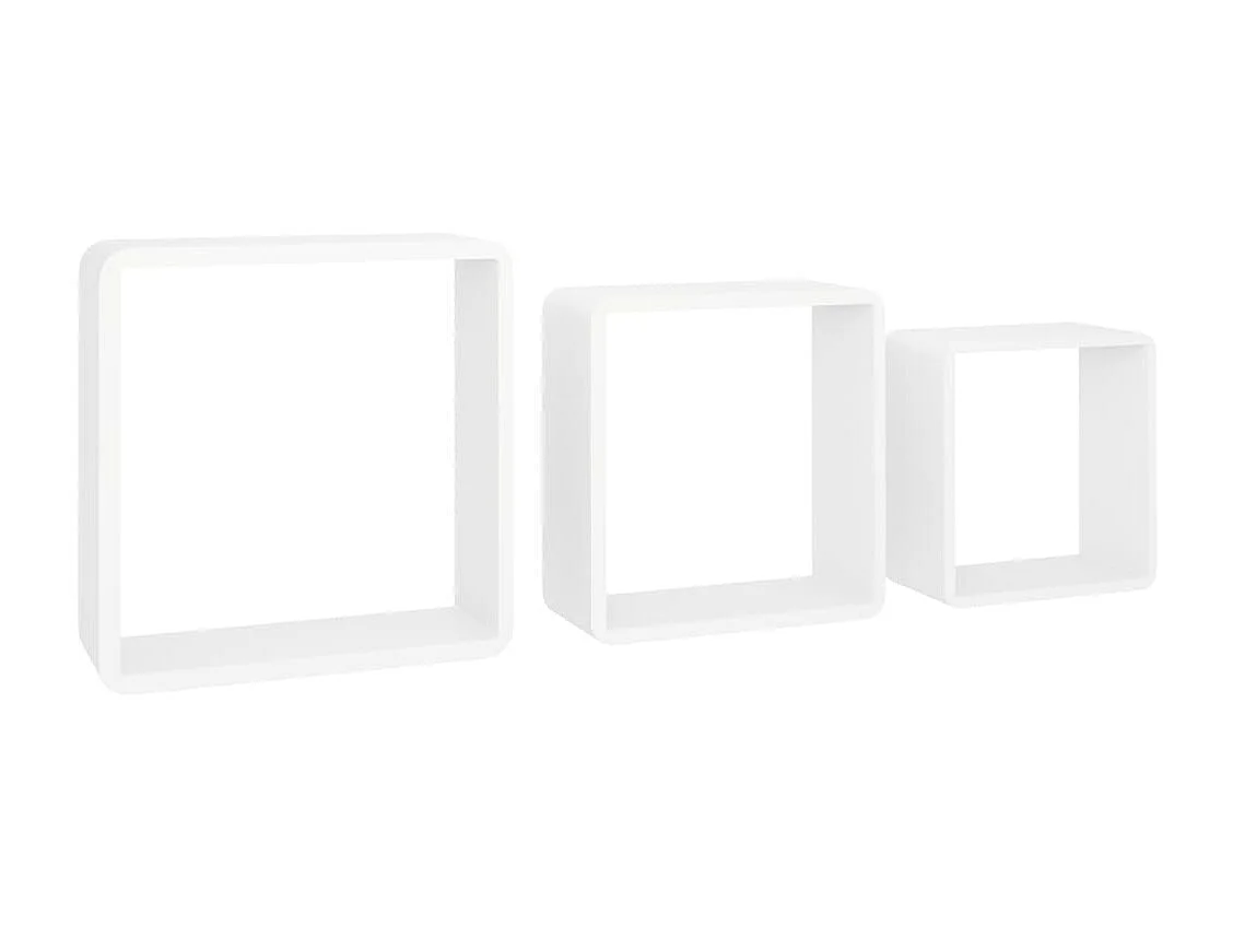 Étagères murales sous forme de cube 3 pcs Blanc MDF 2