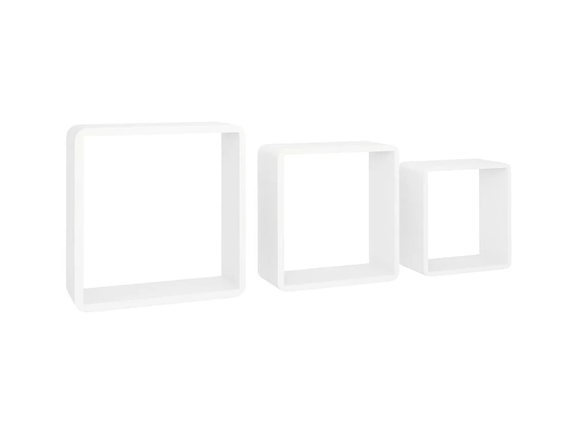 Étagères murales sous forme de cube 3 pcs Blanc MDF 2
