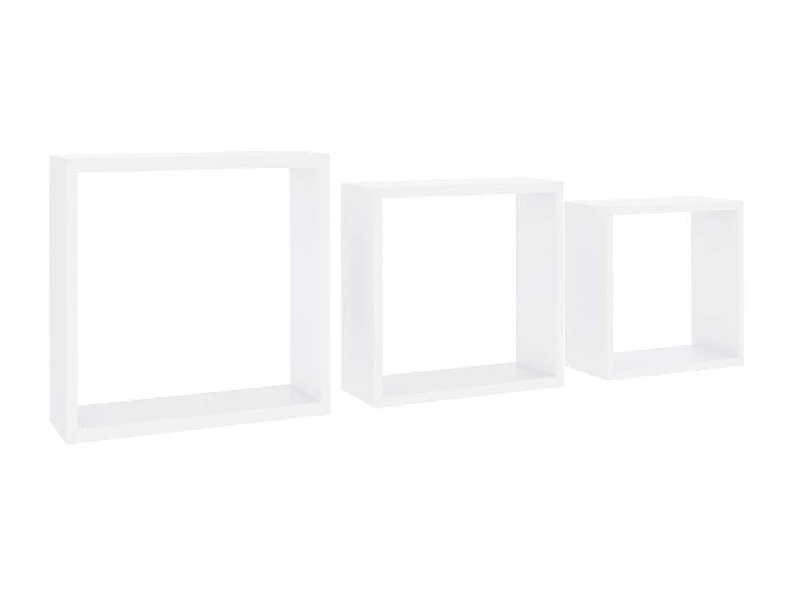 Étagères murales sous forme de cube 3 pcs Blanc MDF