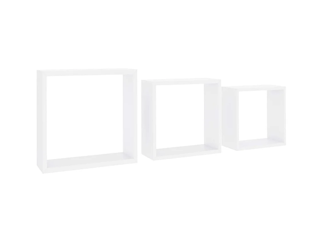 Étagères murales sous forme de cube 3 pcs Blanc MDF