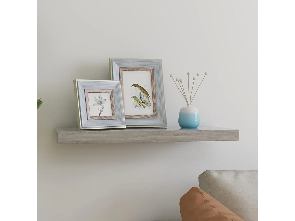 Étagère murale flottante Gris béton 60x23,5x3,8 MDF