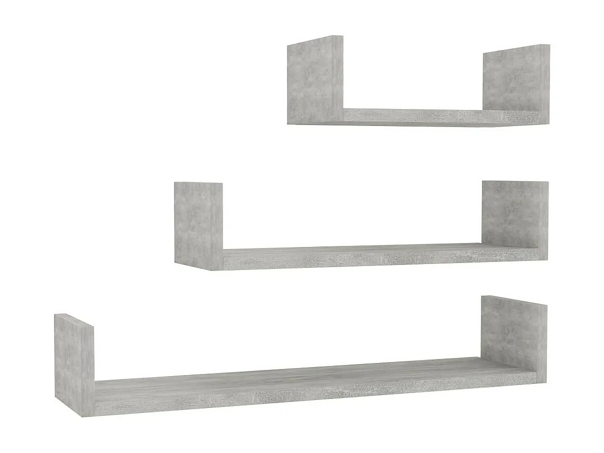 Étagères murales 3 pcs Gris béton