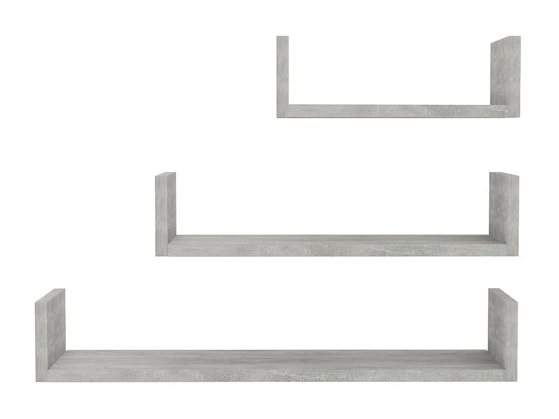 Étagères murales 3 pcs Gris béton
