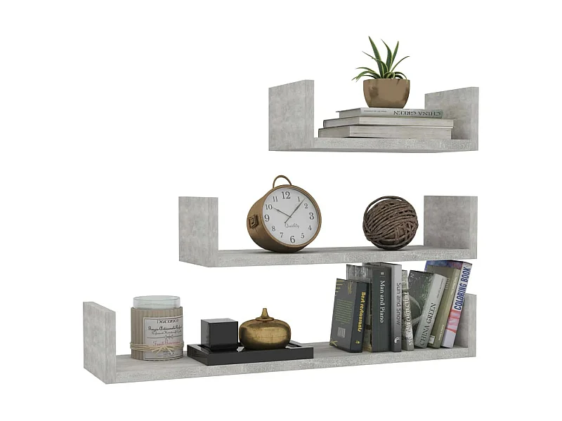 Étagères murales 3 pcs Gris béton