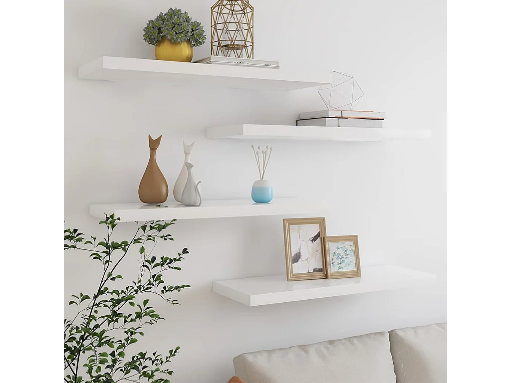 Étagères flottantes 4 pcs Chêne et blanc 80x23,5x3,8 MDF