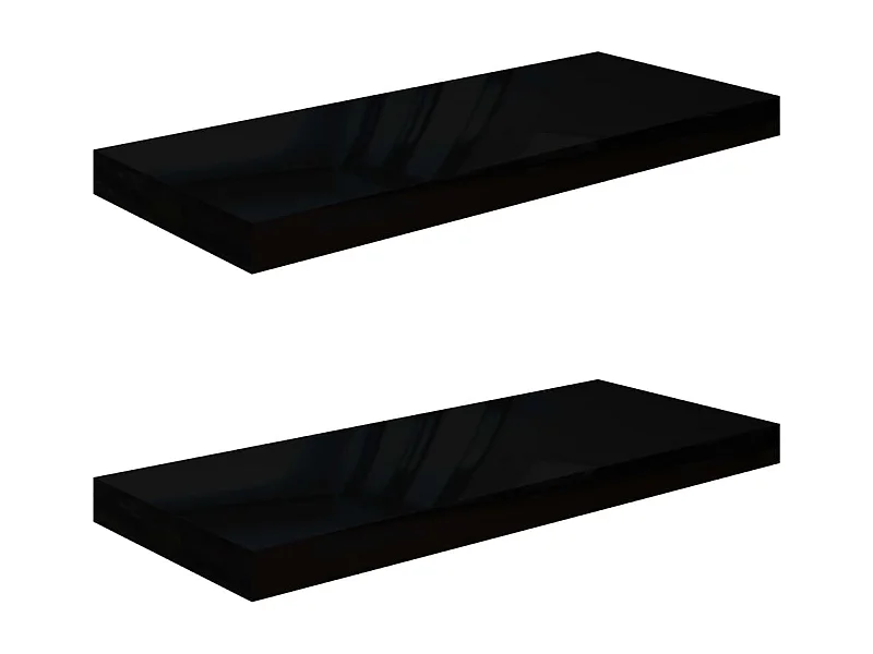 Étagère murale flottante 2 pcs Noir brillant 60x23,5x3,8 MDF