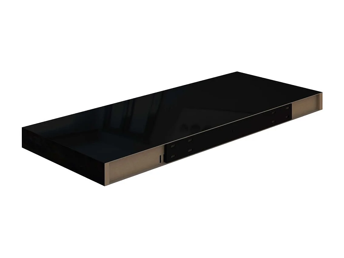 Étagère murale flottante 2 pcs Noir brillant 60x23,5x3,8 MDF