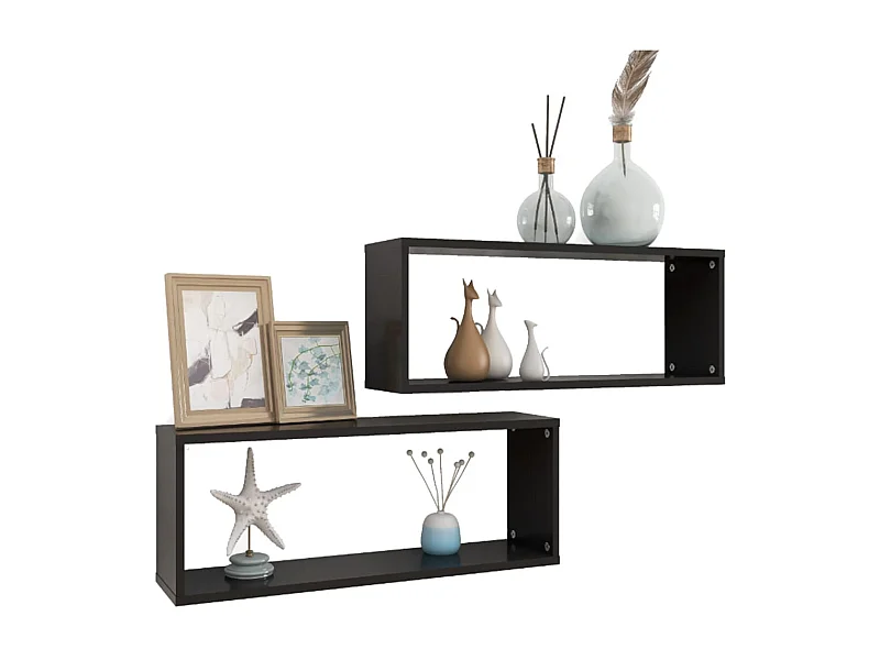 Étagères cube murales 2 pcs Noir 60x15x23