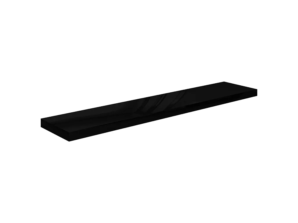 Étagère murale flottante 2 pcs Noir brillant 120x23,5x3,8 MDF