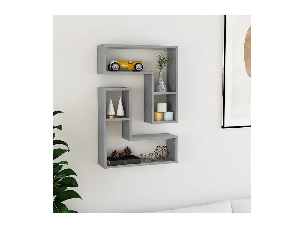 Wandschappen 2 st 50x15x50 cm bewerkt hout betongrijs