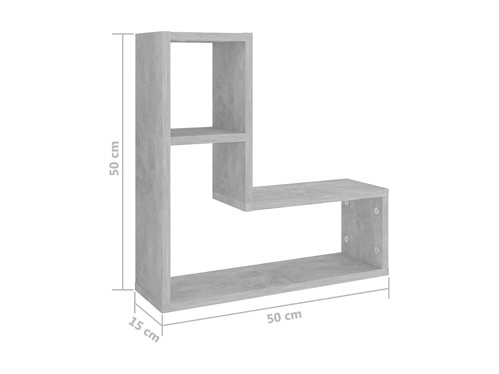 Wandschappen 2 st 50x15x50 cm bewerkt hout betongrijs