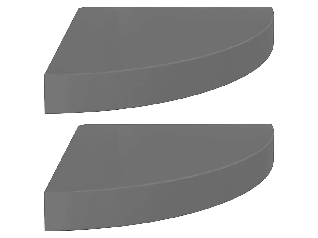 Étagères d'angle flottantes 2 pcs Gris brillant 25x25x3,8 MDF