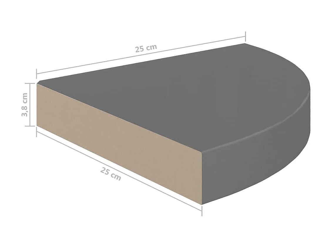Étagères d'angle flottantes 2 pcs Gris brillant 25x25x3,8 MDF