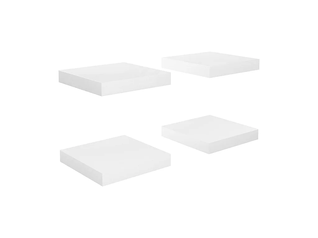Étagère murale flottante 4 pcs Blanc brillant 23x23,5x3,8 MDF