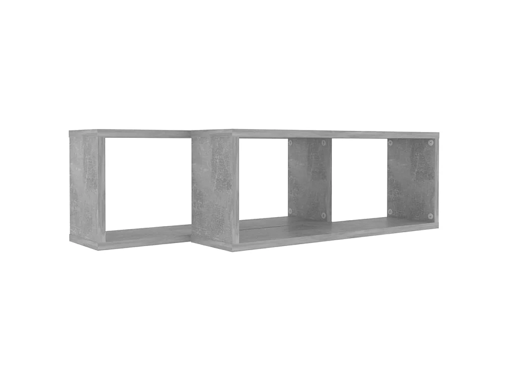 Étagères cube murales 2 pcs Gris béton 60x15x23