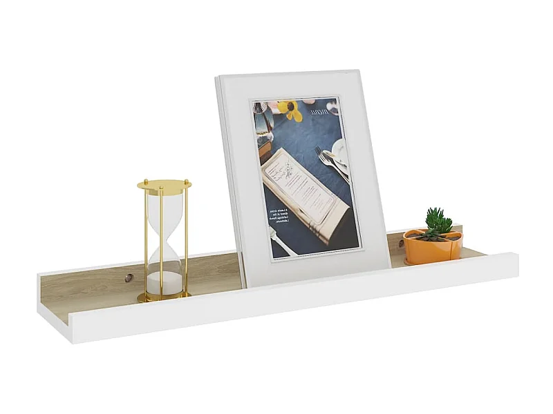 Étagères murales 2 pcs Blanc et chêne Sonoma 40x9x3