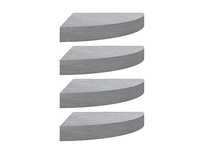 Étagères d'angle murales 4 pcs Gris béton 25x25x3,8 MDF