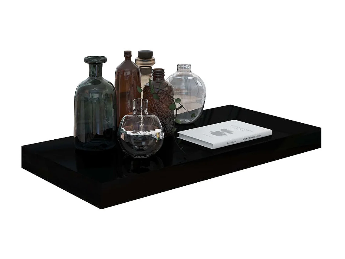 Étagère murale flottante 4 pcs Noir brillant 50x23x3,8 MDF