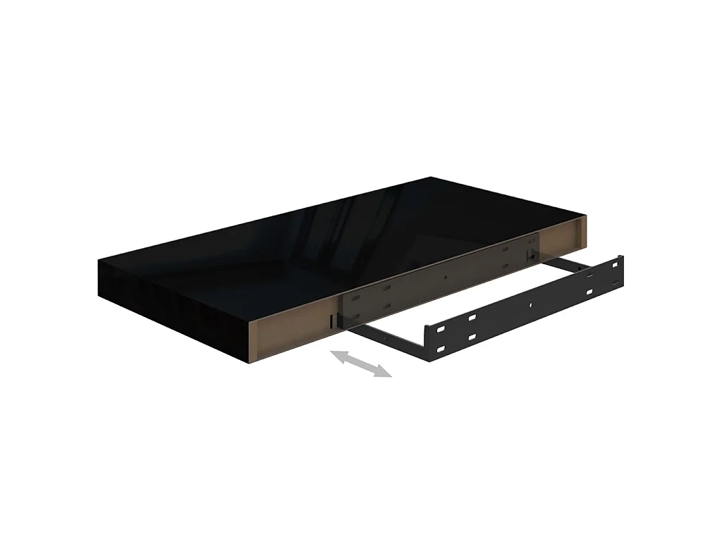Étagère murale flottante 4 pcs Noir brillant 50x23x3,8 MDF