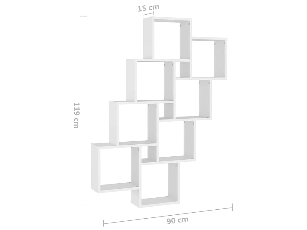 Étagère cube murale Blanc 90x15x119