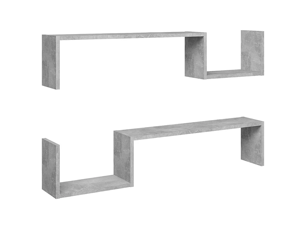 Étagères murales 2 pcs Gris béton 100x15x20