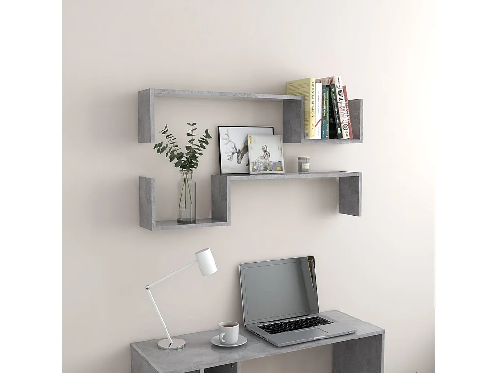 Étagères murales 2 pcs Gris béton 100x15x20
