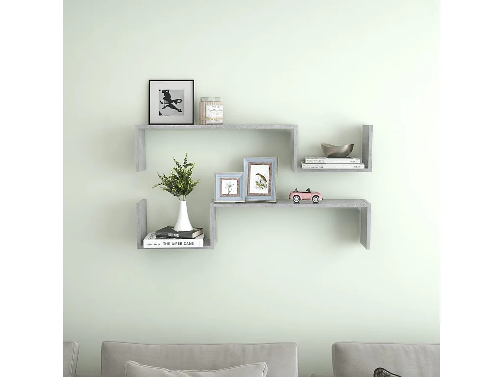 Étagères murales 2 pcs Gris béton 100x15x20