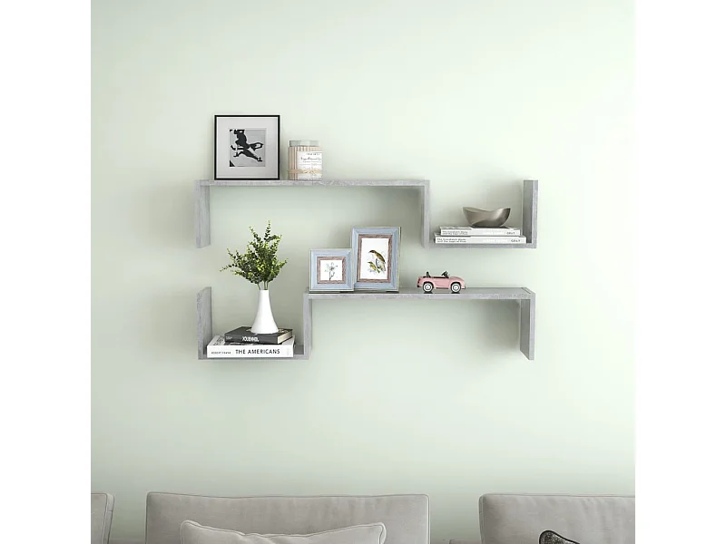 Étagères murales 2 pcs Gris béton 100x15x20