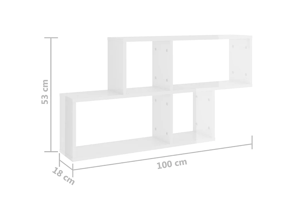 Étagère murale Blanc brillant 100x18x53