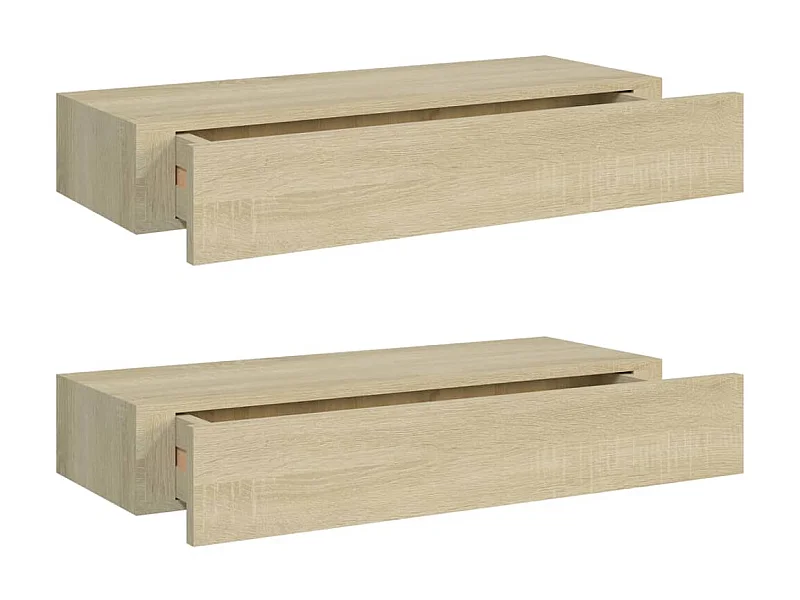 Étagères à tiroirs murales 2 pcs Chêne 60x23,5x10 MDF