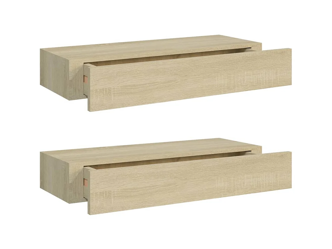 Étagères à tiroirs murales 2 pcs Chêne 60x23,5x10 MDF