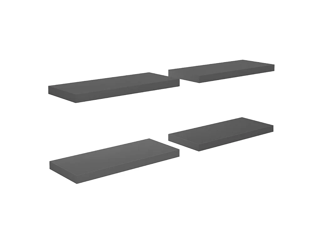 Étagère murale flottante 4 pcs Gris brillant 60x23,5x3,8 MDF