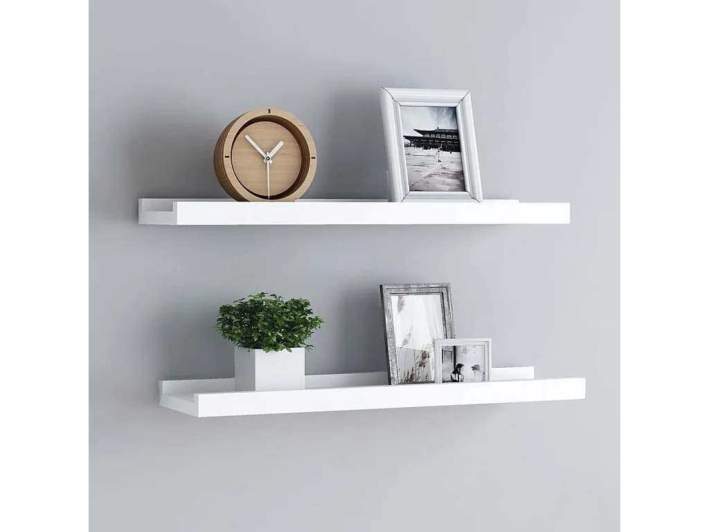Étagères à rebord pour cadre photo 2 pcs Blanc 60x9x3 MDF