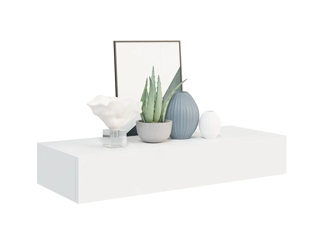 Étagère à tiroir murale Blanc 60x23,5x10 Ranka