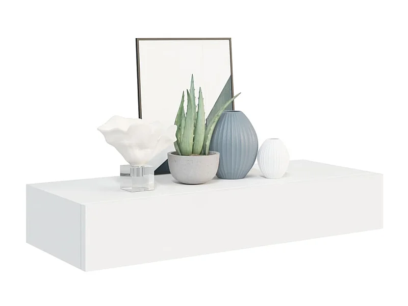 Étagère à tiroir murale Blanc 60x23,5x10 Ranka